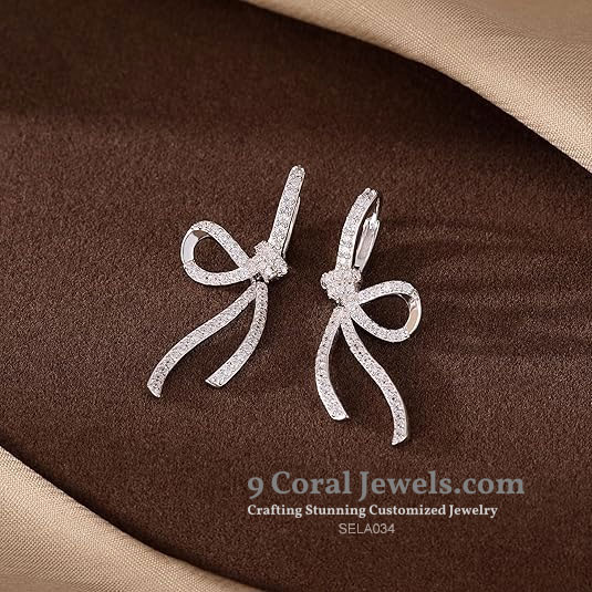 925% Sterling Silver Elegant Bow-Shaped CZ Earrings
