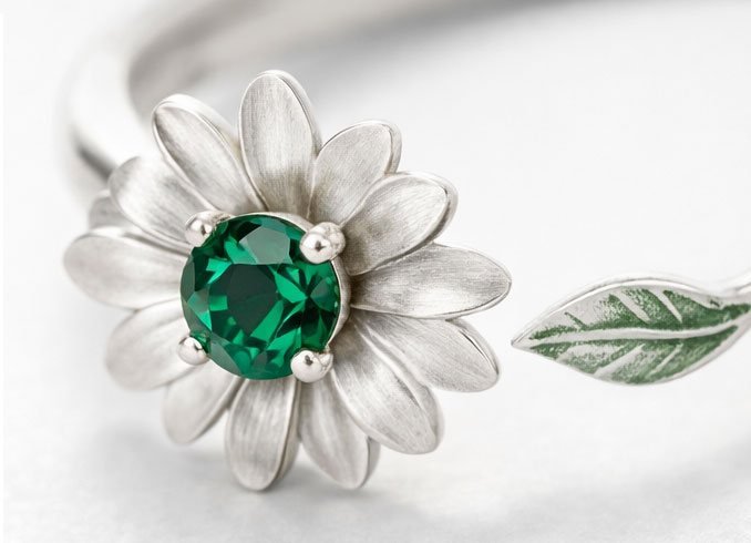 925% Sterling Silver Daisy Blossom Adjustable Ring