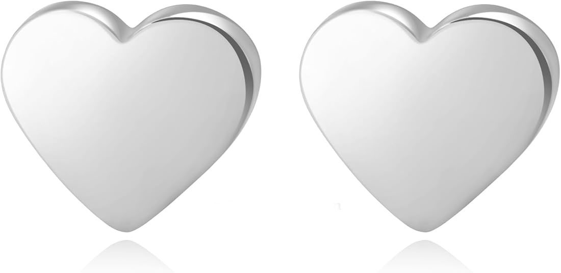 Heart Shaped Silver Stud Earrings