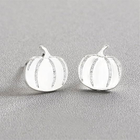 Pumpkin Shaped Silver Stud Earrings