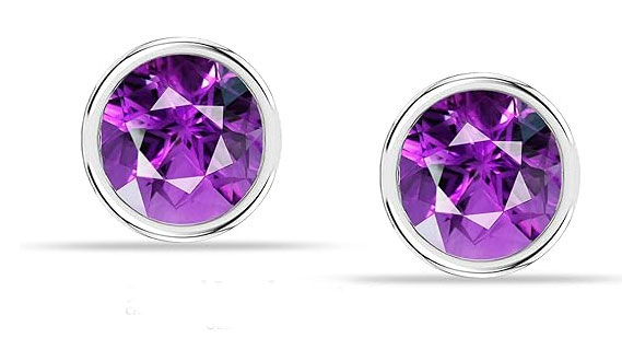 925 Sterling Silver Purple CZ Bracelet & Stud Earrings Set – SBL059