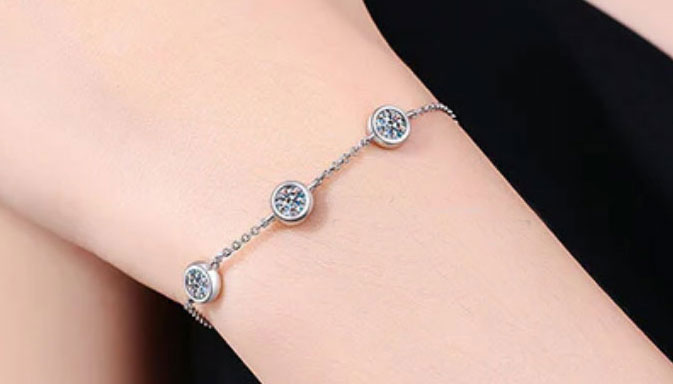 925% Sterling Silver Elegant Triple CZ Bracelet