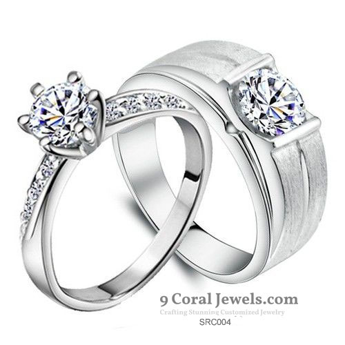Elegant Silver Wedding Ring Set