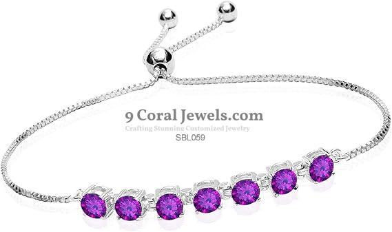 925 Sterling Silver Purple CZ Bracelet & Stud Earrings Set – SBL059