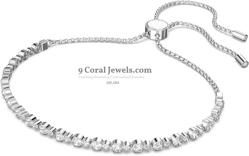 925 Sterling Silver Bezel-Set CZ Adjustable Bracelet
