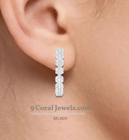 CZ Diamond Cluster Hoop Earrings