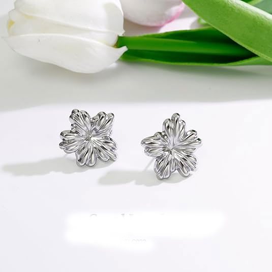 Floral Silver Stud Earrings