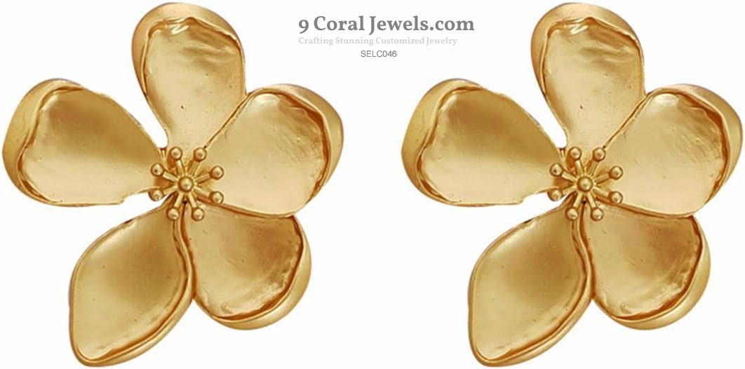 925% Sterling Silver, Gold Plated Flower Earrings
