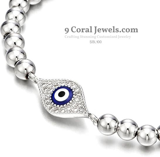 925 Sterling Silver Evil Eye Beaded Bracelet