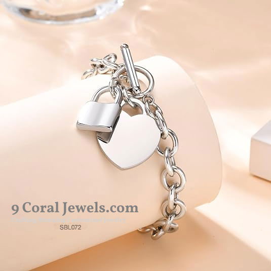Heart & Lock Charm Bracelet – 925 Sterling Silver