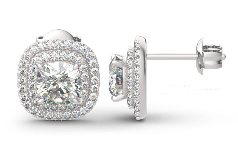 CZ Halo Stud Earrings
