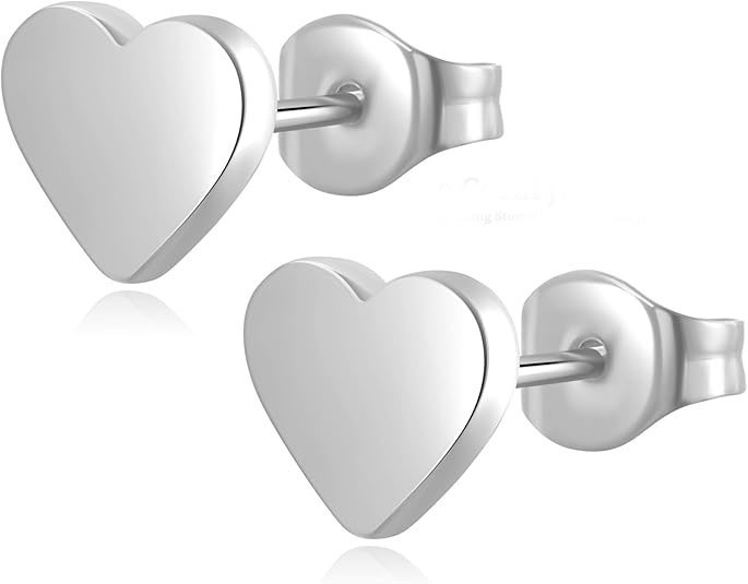Heart Shaped Silver Stud Earrings