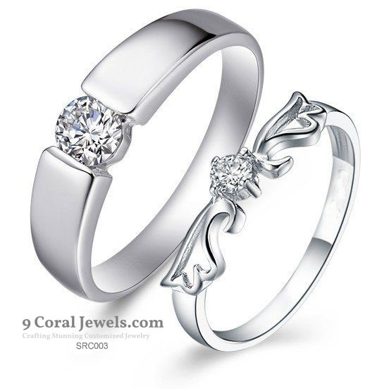 Elegant Couple Silver Rings