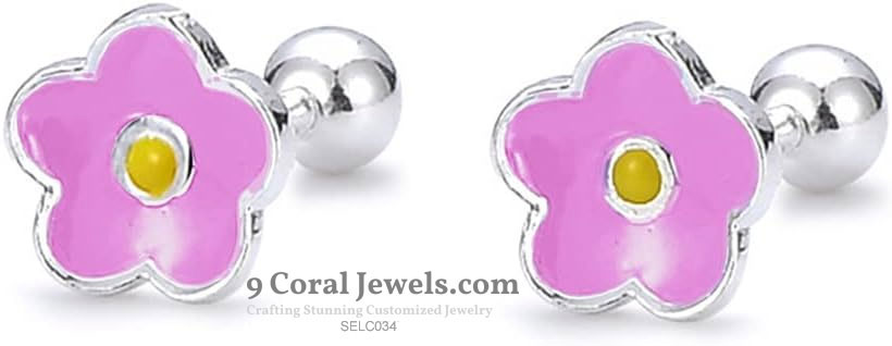 Pink Flower Stud Earrings