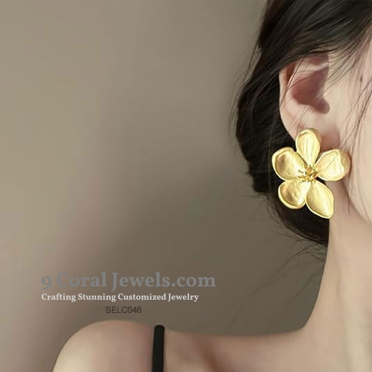 925% Sterling Silver, Gold Plated Flower Earrings