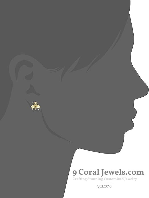 925% Sterling Silver Bee Stud Earrings