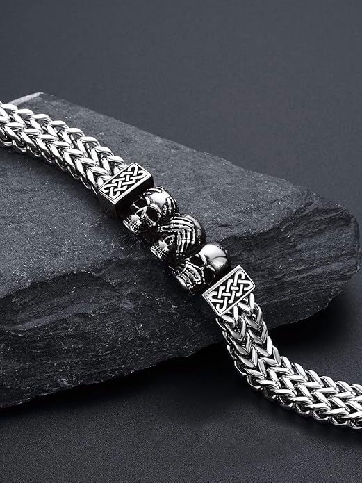 Three Skulls 925% Sterling Silver Bracelet