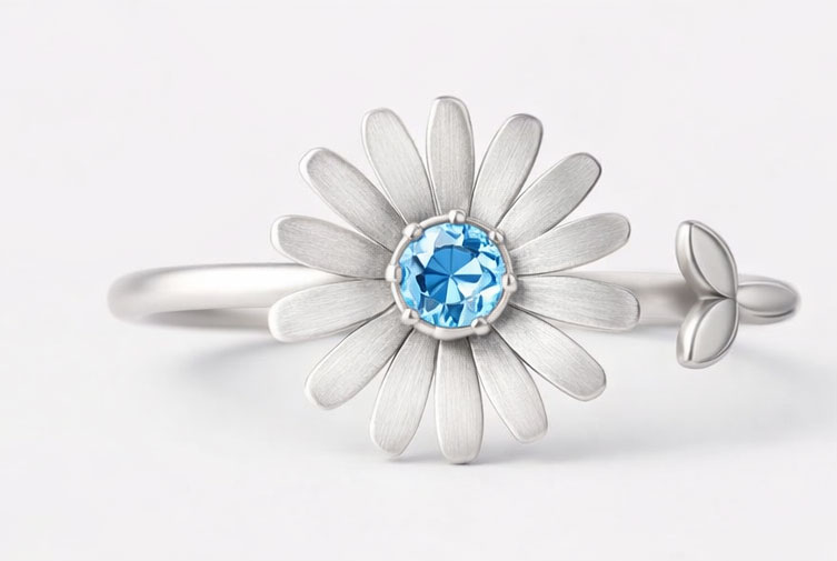 Daisy Flower Silver Ring