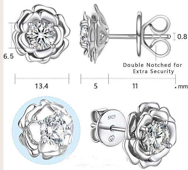 Silver Flower Stud Earrings