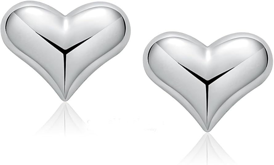 Silver Heart Stud Earrings