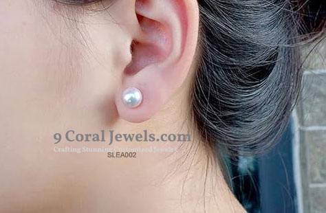 925% Sterling Silver Classic Pearl Stud Earrings
