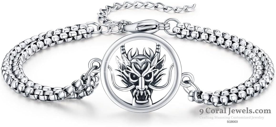 Silver Dragon Head Bracelet