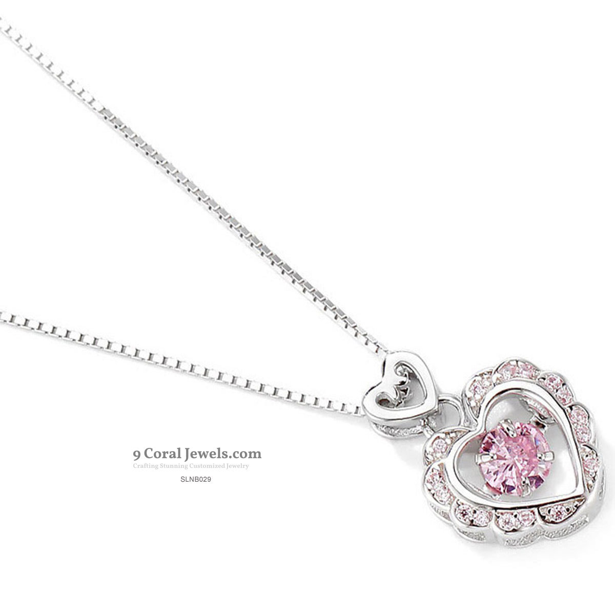 Heart-Shaped Pink Crystal Pendant Necklace