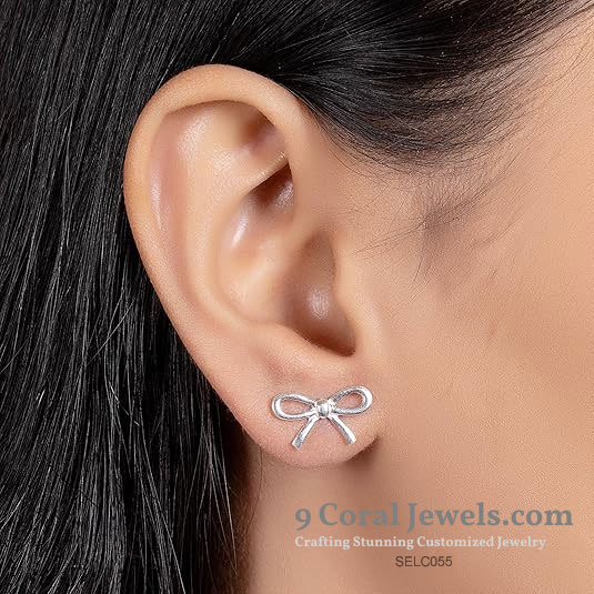 925% Sterling Silver Bow Stud Earrings