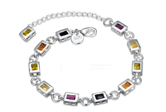 Multicolor Gemstone Silver Bracelet
