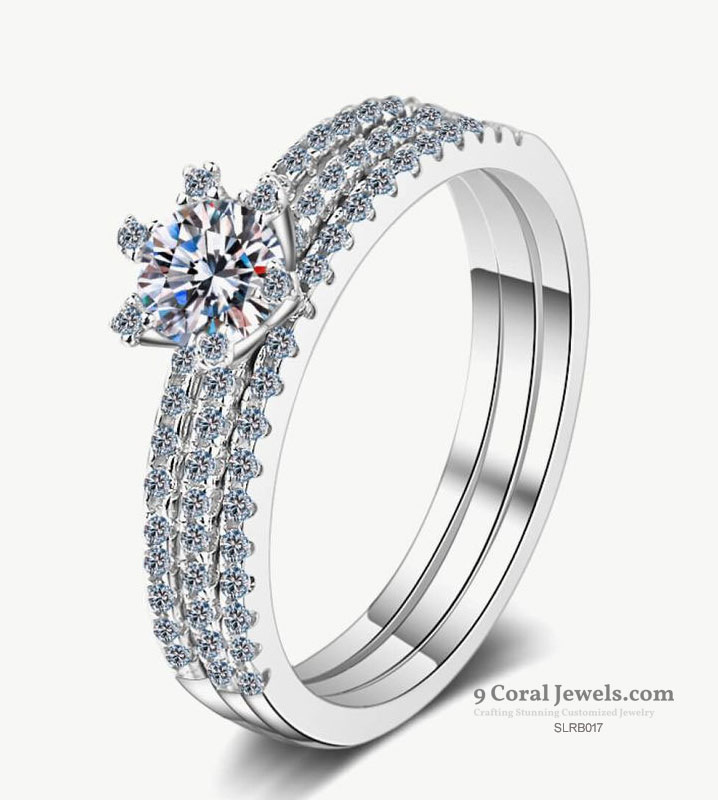 Elegant Cubic zircon Diamond Engagement Ring Set