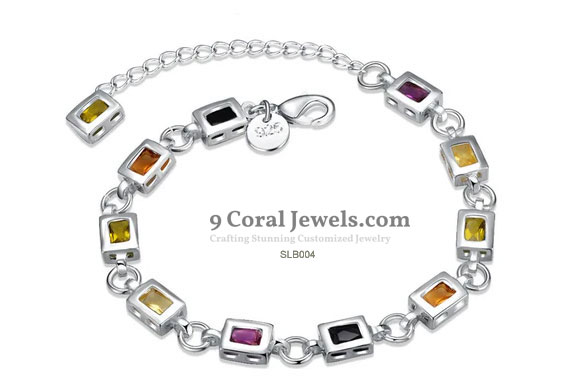 Multicolor Gemstone Silver Bracelet