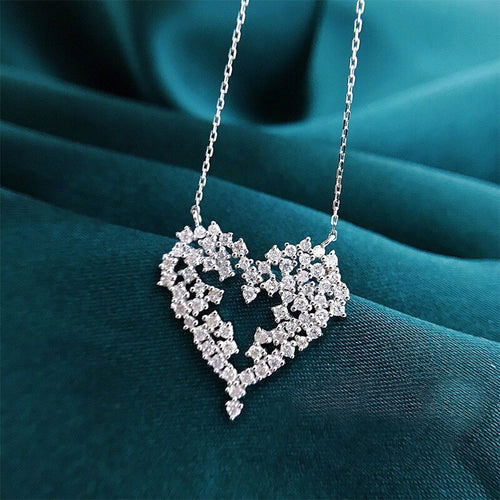 CZ Diamond Heart Pendant Necklace