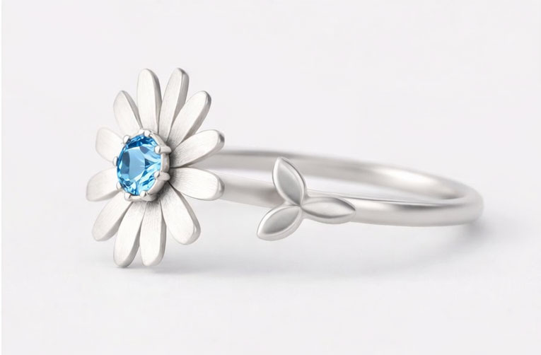 Daisy Flower Silver Ring