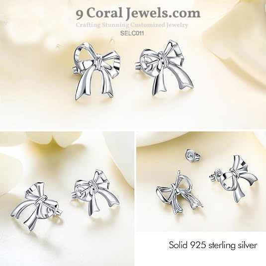 Sterling Silver Bow Knot Stud Earrings