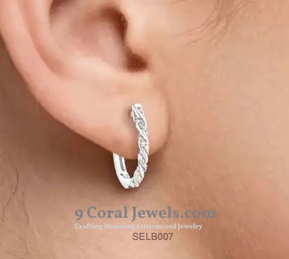 Sterling Silver CZ Diamond Hoop Earrings