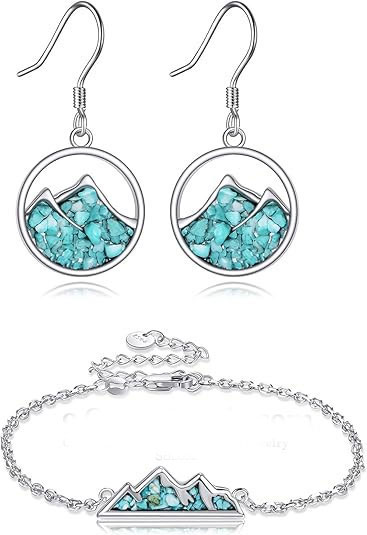 Sterling Silver Mountain Turquoise Jewelry Set