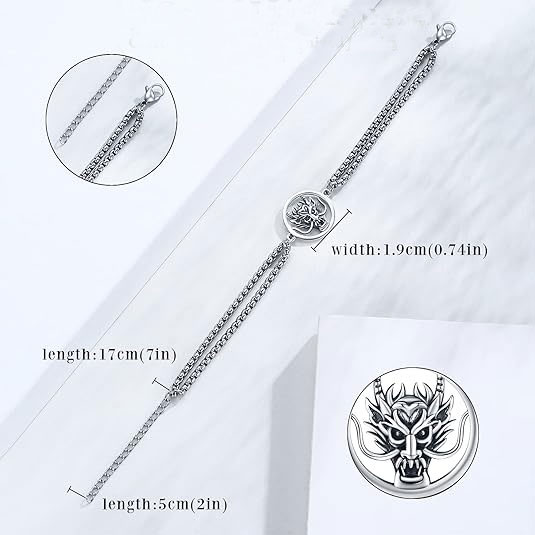 Silver Dragon Head Bracelet