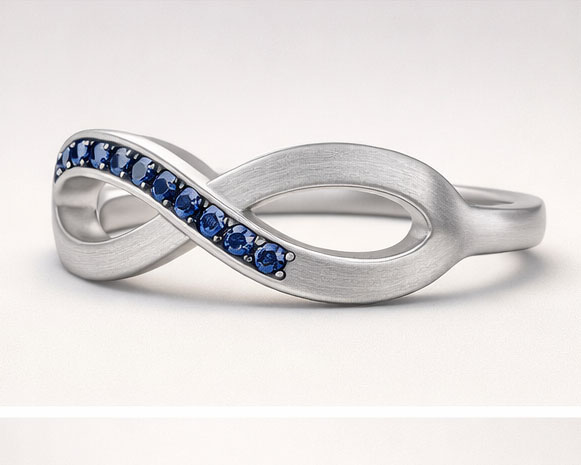 Infinity Silver Ring with Blue Stones
