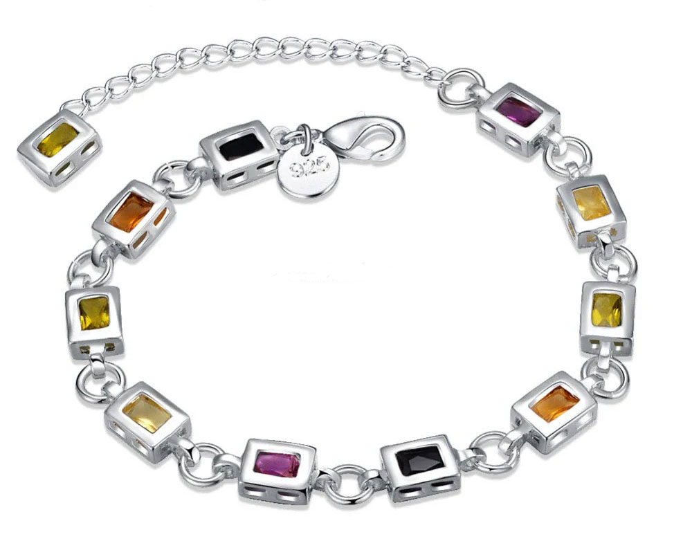 Multicolor Gemstone Silver Bracelet