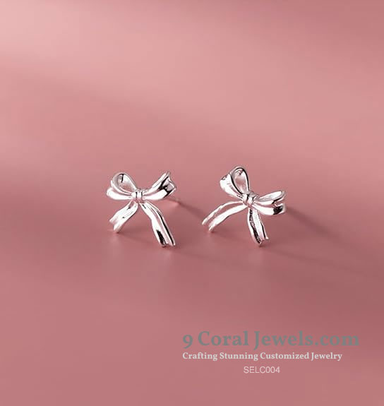 Silver Bow Knot Stud Earrings
