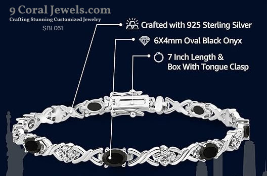 925 Sterling Silver Black & White CZ Pendant and Bracelet Set – SBL061