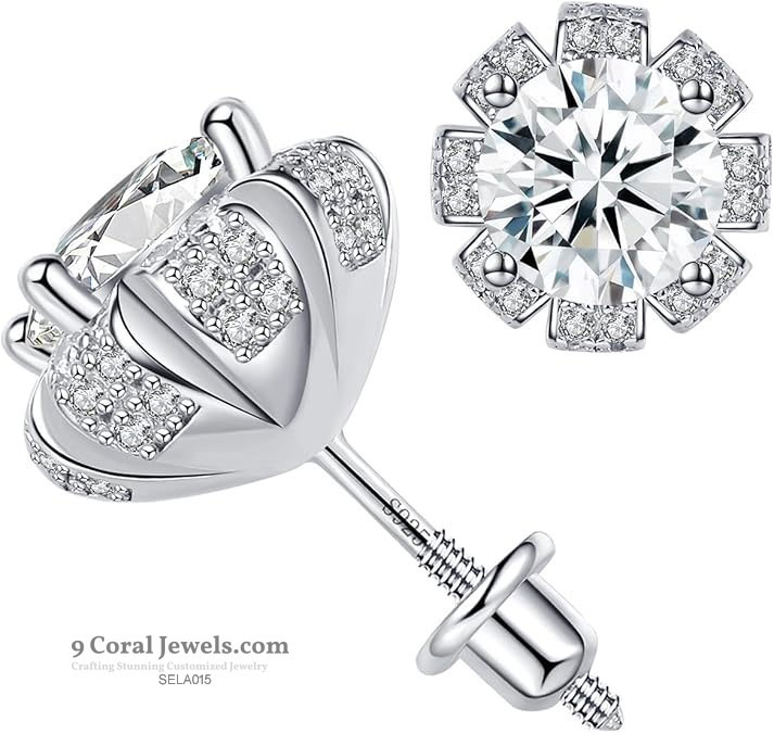Cubic Zirconia Flower Stud Earrings