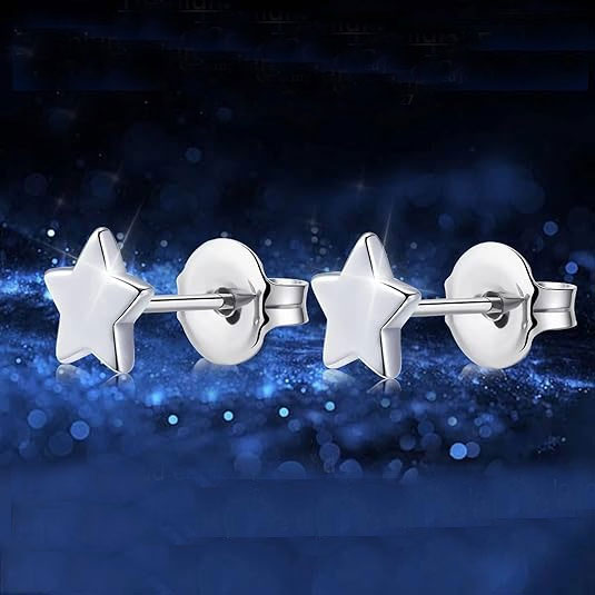 Star Shaped Silver Stud Earrings