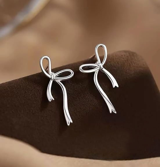 Silver Bow Knot Earrings