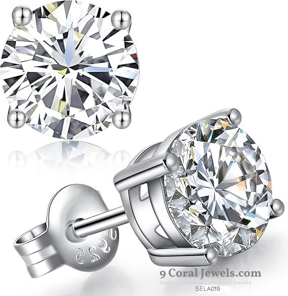 Sterling Silver Round Cut Stud Earrings