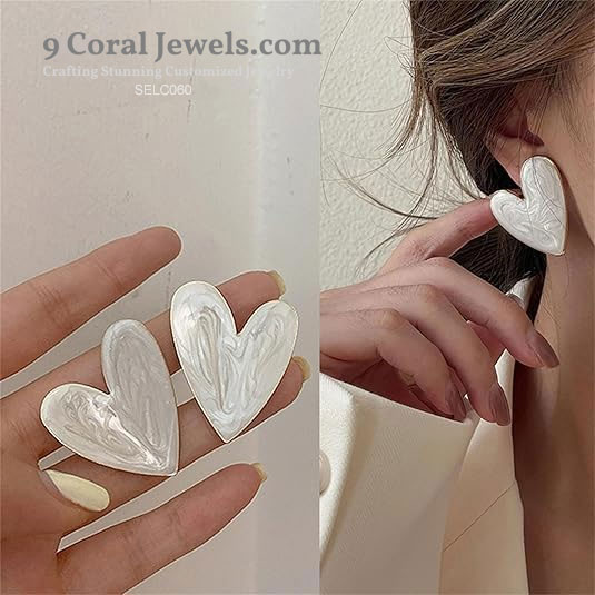 925% Sterling Silver Heart-Shaped Mother of Pearl Earrings
