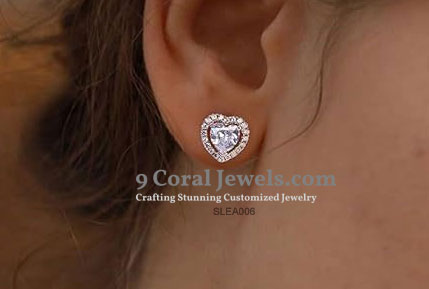 925% Sterling Silver Heart-Shaped CZ Stud Earrings