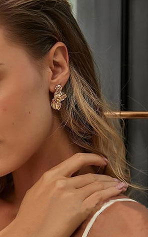 Gold-Plated Leaf Earrings