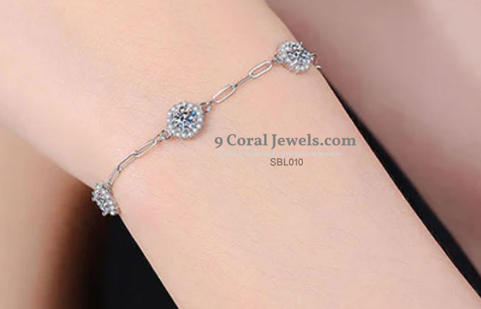 925% Sterling Silver Elegant American Diamond Bracelet