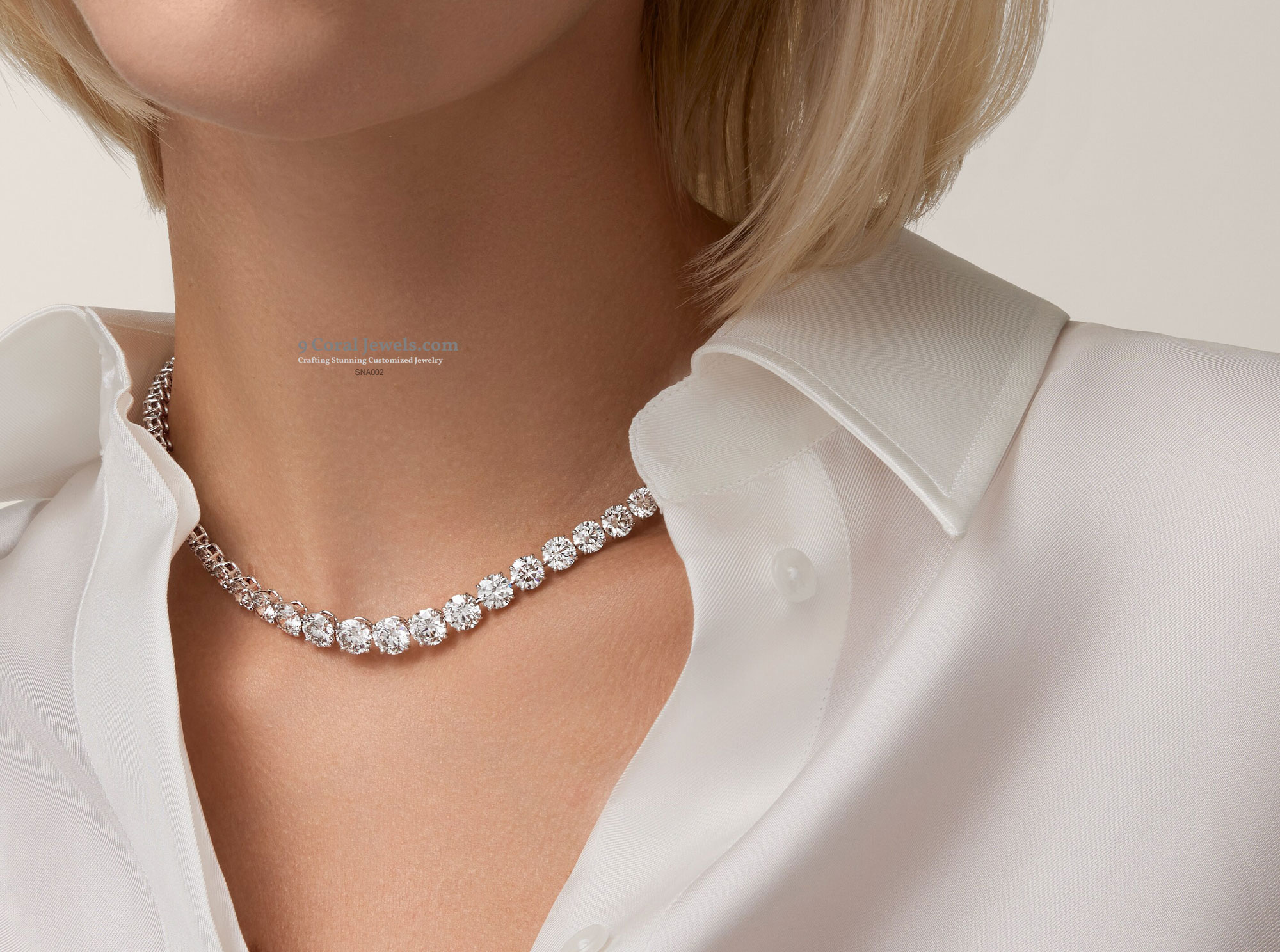 925% Sterling Silver CZ Tennis Necklace